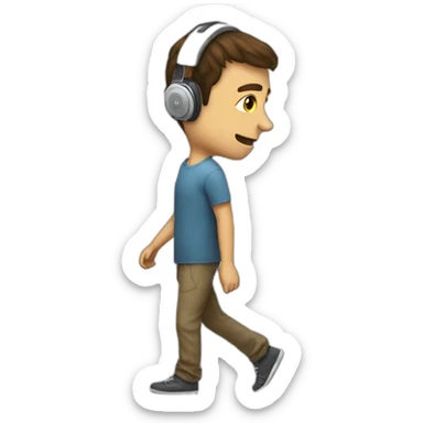 guy walking headphone on , heaphone should be slighlty big sticker