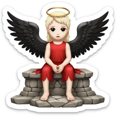 fallen angel sitting on a throne sticker