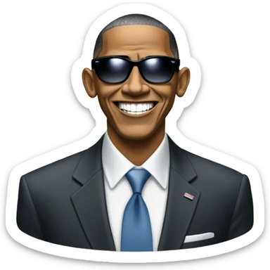 barack obama dunking a basketball wearing a suit and sunglasses sticker