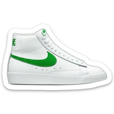 Nike blazer all white and just the swoosh is green sticker