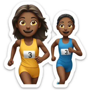 3 girls running a race sticker