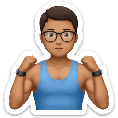 Male core muscles white dark brown hair round glasses sticker