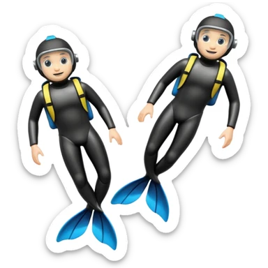 A 3D cartoon pair of diving flippers on a white background, shiny rubber texture, Memoji-style rendering. sticker