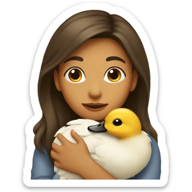 Women cuddling a duckling  sticker
