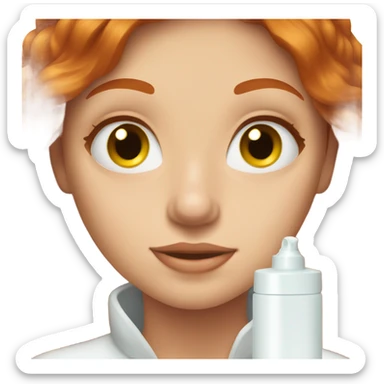 Redhead girl doing skincare   sticker
