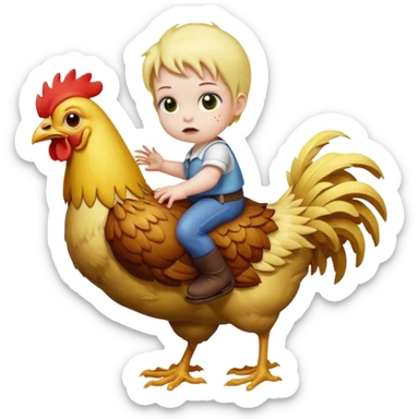 baby zombie riding a chicken, chicken jockey sticker
