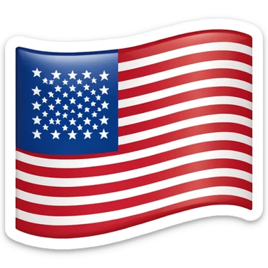 United States flag, simple, rectangular, red and white stripes, blue rectangle with white stars, no text sticker