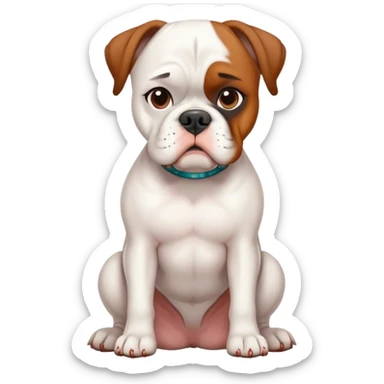 White Boxer Bully Dog With Brown Face Sitting  sticker