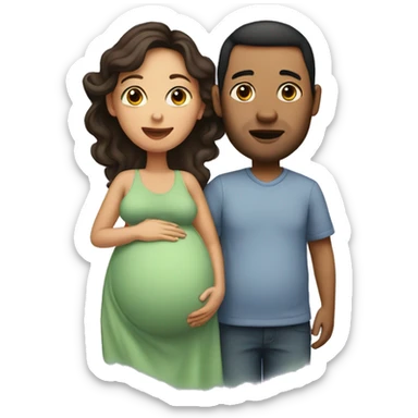 A pregnant woman with her husband  sticker