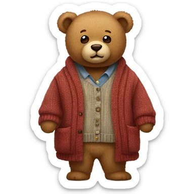 Teddy Bear wearing a cardigan sticker