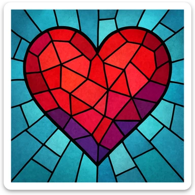 heart with a stained glass effect, digital illustration, clean sticker
