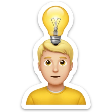 A white man came up with an idea, a light bulb appeared sticker