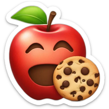 red apple and a chocolate chip cookie sticker