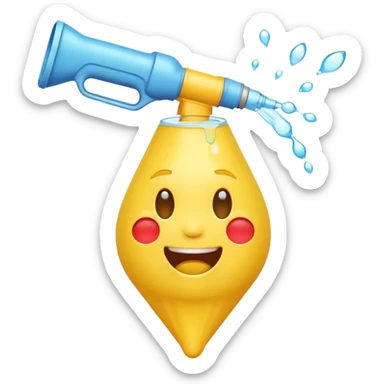 Laughing crying emoji with a water shooter sticker