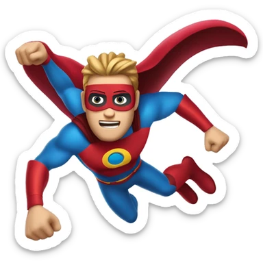 hombre disfrazado de superheroe volando estilo Pixar 3D sticker