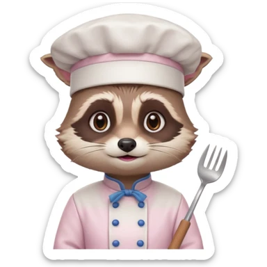 chef pink raccoon sticker