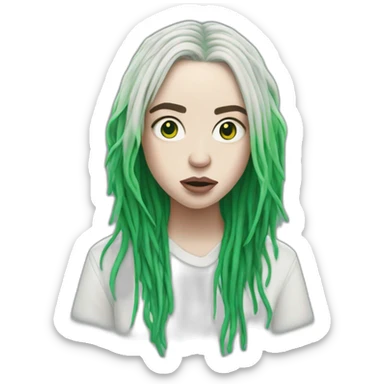 Billie Eilish with green roots like in 2019 sticker