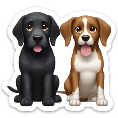 big black dog with small Brown dog with big ears sticker