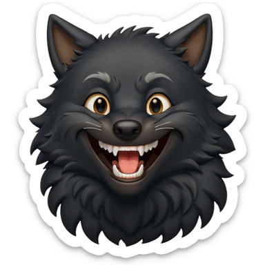 a black wolf laughing really hard sticker