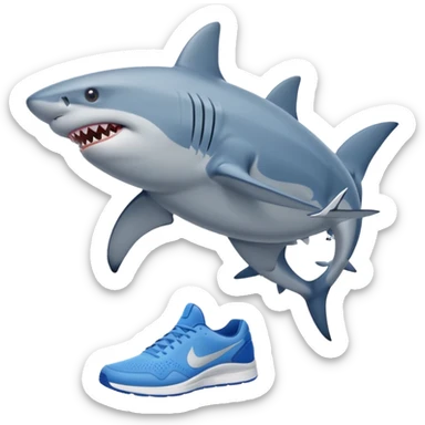 Shark with legs wearing blue Nikes and nothing else  sticker