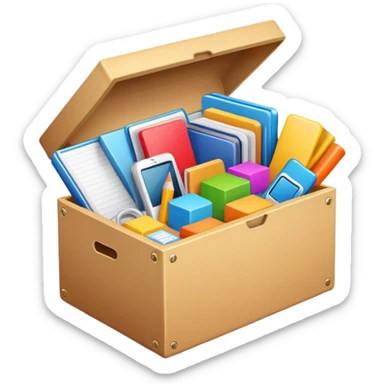 Box full of desktop objects  sticker