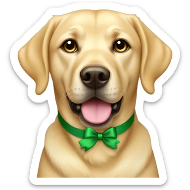 Golden Labrador with green bow collar sticker