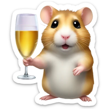 Hamster with a Champagner Glas sticker