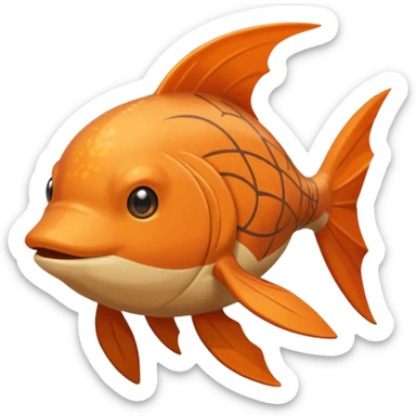 Solaran Magikarp - Ground type Hardier than regular Magikarp, longer and thinner, adapted to survive in shallow desert pools and temporary rain puddles of the badlands. muddy brown-orange fish. long whiskers. pokemon art style. sticker