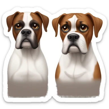 White boxer and brown boxer dogs sticker