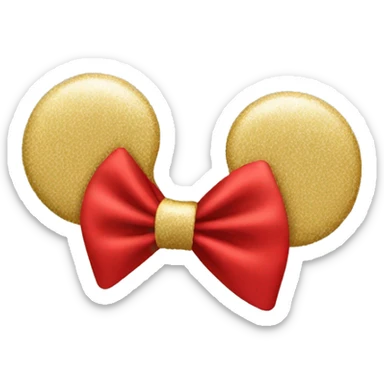 red disneyland minnie ears with a gold bow sticker
