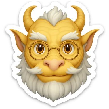 Add small round glasses to the wise, elderly dragon for a wise look in emoji style with no background. sticker