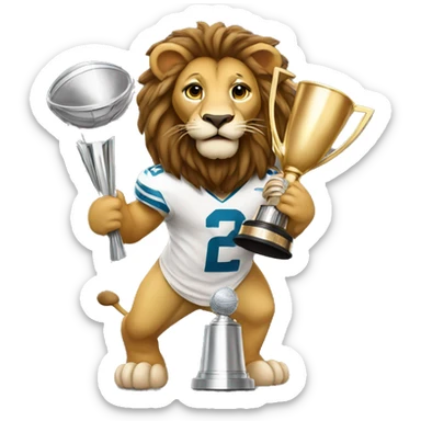 Lion holding the Lombardi trophy sticker