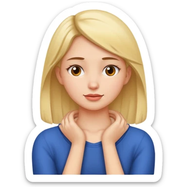 girl putting hands on neck sticker