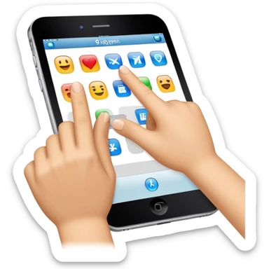 An emoji with a finger tapping a touchscreen button sticker
