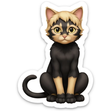 Chat noir peinture mignon assise peinture sticker