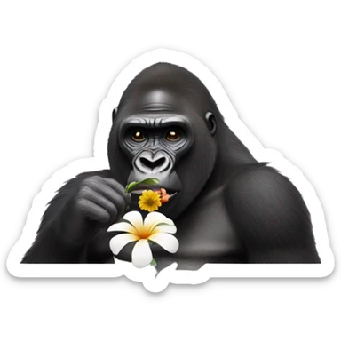 Gorilla eating a flower sticker