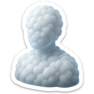 A person from the shoulders up, entirely composed of fluffy white convex clouds sticker