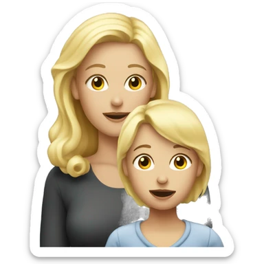 blonde women talking with blonde child  sticker