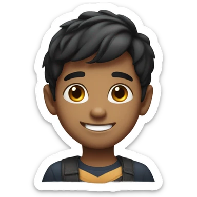 Cute Indian boy dark hair smiling sticker