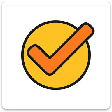 check mark icon, clean and bold, modern style, color #ff7f00 orange, no text sticker