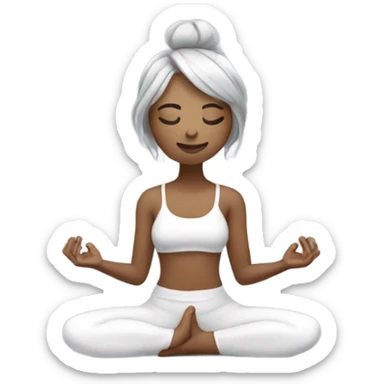 Olive skinned lady with silver hair doing yoga sticker