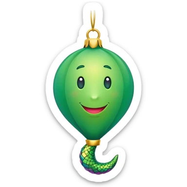 globo verde de fiesta con serpentina larga sticker