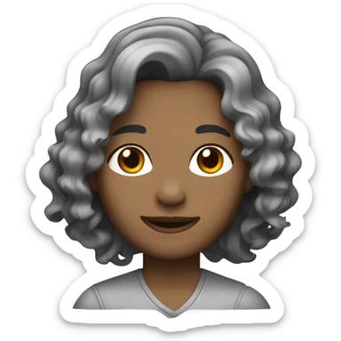 shoulder length wavy brown and grey  hair sticker