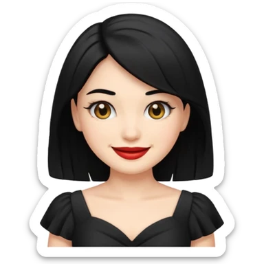 “Emoji girl, femme fatale, black hair. megan fox vibes black dress sticker