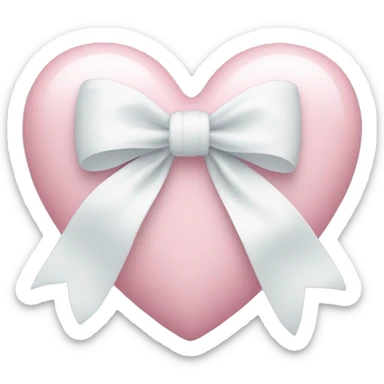 Pastel pink heart with white bow sticker