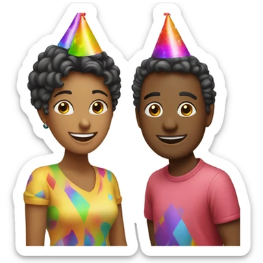 Couple in party hats  sticker