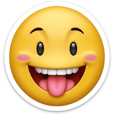 happy emoji with a big tung  sticker
