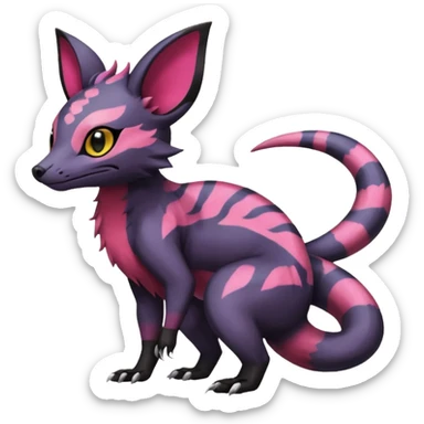 Rare epic aesthetic colorful Salandit-Noibat-Eevee-Civet-species-Fakemon-hybrid-creature, with markings, full body sticker