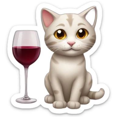 cat with wineglass sticker