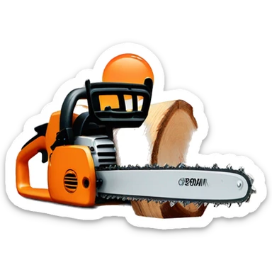 Chainsaw cutting wood  sticker